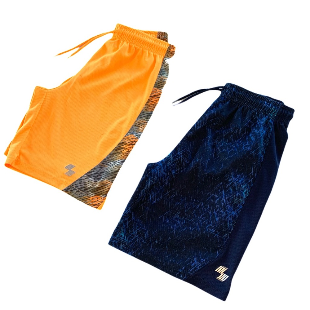 2 Boys Basketball Shorts. Orange. Blue. 10-12
